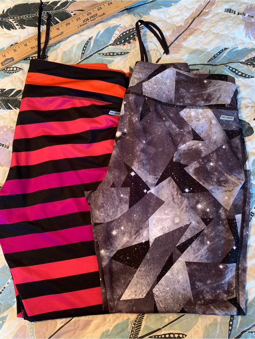 Women’s Active Stretch Leggings - Black/Pink Stripes & Black/Grey Galaxy -